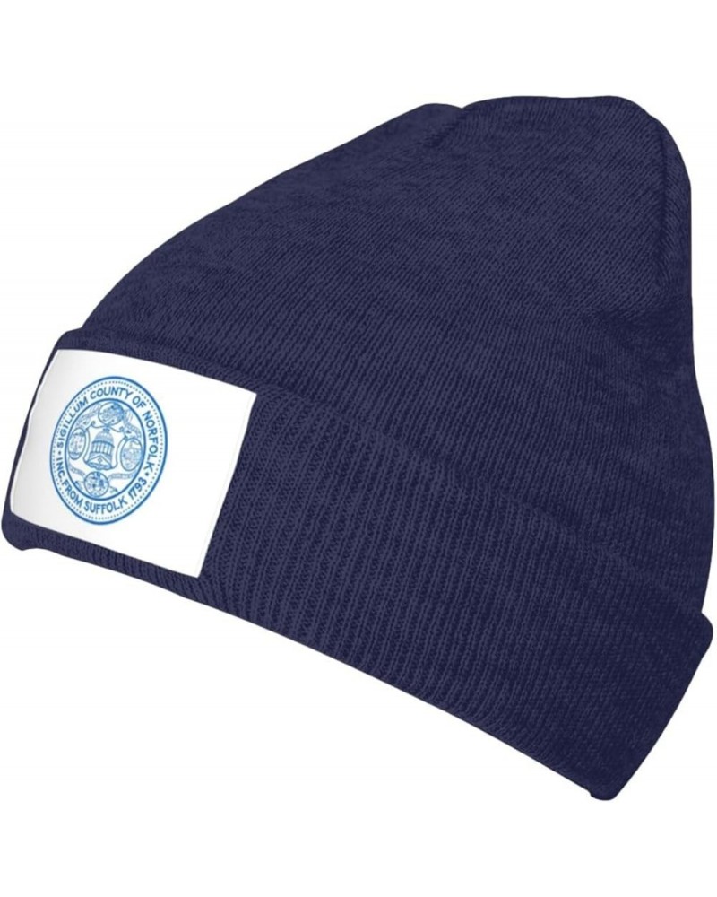 Flag of Norfolk County, Massachusetts Beanie Hat for Men Women Soft Cozy Skull Cap Winter Warm Knit Hats Navy Blue $12.97 Sku...