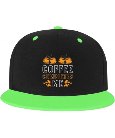 Coffee Completes Me Baseball Cap for Men Women Snapback Hat Adjustable Flat Bill Hats Green $13.10 Baseball Caps