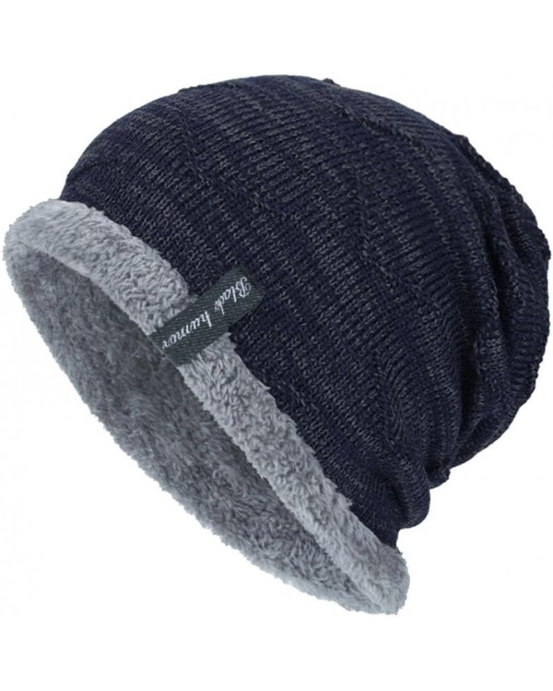 Cap Crochet Button Plush Cap Solid Stitching Hats Peaked Knit Outdoor Women Hats Goofy Hat 5-navy $13.24 Skullies & Beanies