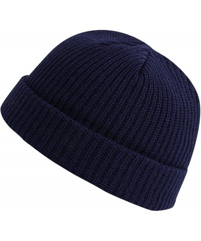 Fashion Hat Warm Unisex Solid Knitted Casual Winter Thick Color All- Hat Baseball Caps Vs Hat Dark Blue-4 $10.33 Bucket Hats