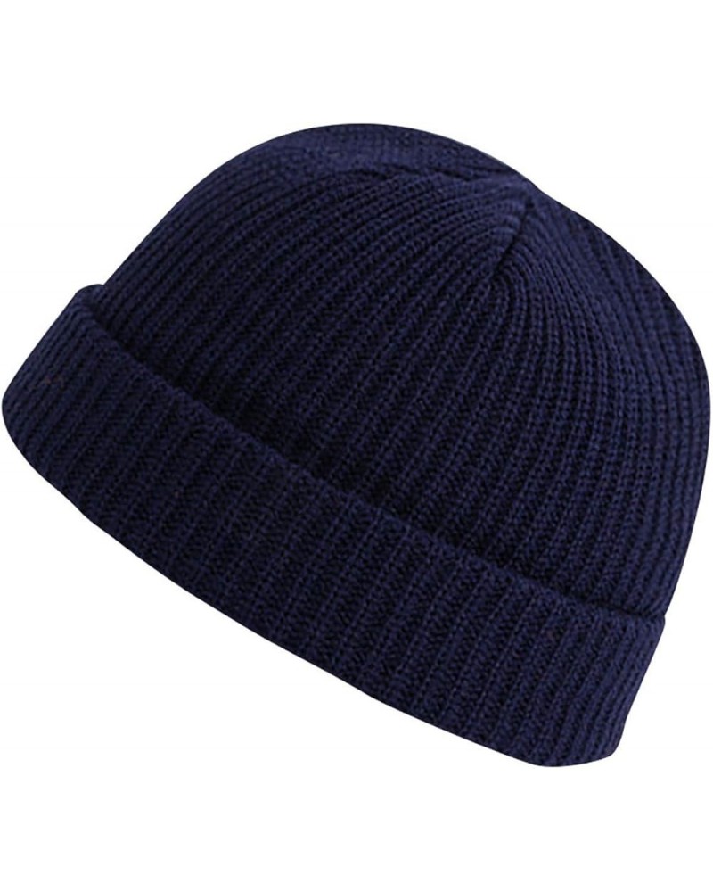 Fashion Hat Warm Unisex Solid Knitted Casual Winter Thick Color All- Hat Baseball Caps Vs Hat Dark Blue-4 $10.33 Bucket Hats