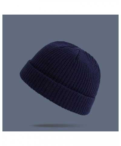 Fashion Hat Warm Unisex Solid Knitted Casual Winter Thick Color All- Hat Baseball Caps Vs Hat Dark Blue-4 $10.33 Bucket Hats