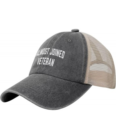 Almost Joined Veteran Hat Low Profile Mesh Ball Cap Distressed Washed Cotton Trucker Hat Black Deep Heather $10.05 Baseball Caps