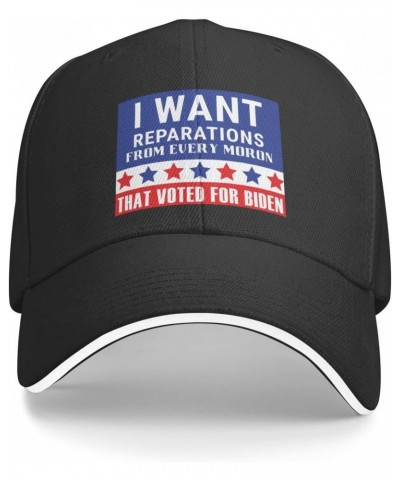 I Want Reparations from Every Moron That Voted for Biden Comfortable Sandwich Bill Cap Perfect for Leisure Black $12.24 Baseb...