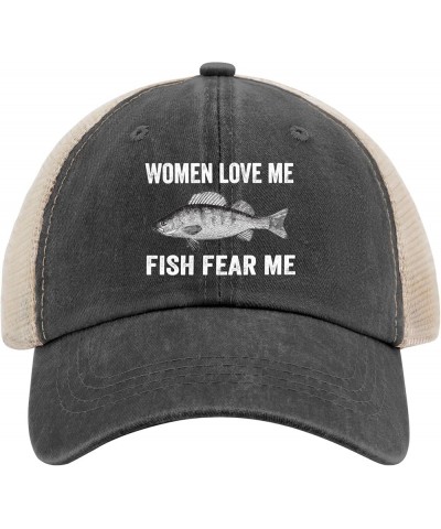 Women Love Me Fish Fear Me Hat Baseball Hats for Men AllBlack Custom Hat Gifts for Girlfriends Beach Hat Allblack $10.27 Sun ...