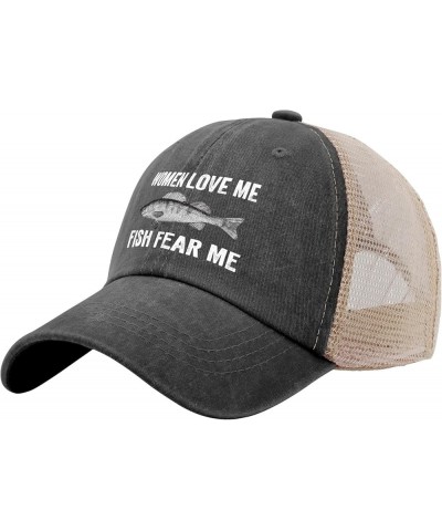 Women Love Me Fish Fear Me Hat Baseball Hats for Men AllBlack Custom Hat Gifts for Girlfriends Beach Hat Allblack $10.27 Sun ...