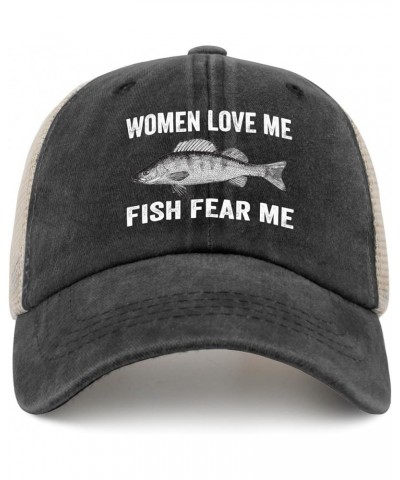 Women Love Me Fish Fear Me Hat Baseball Hats for Men AllBlack Custom Hat Gifts for Girlfriends Beach Hat Allblack $10.27 Sun ...