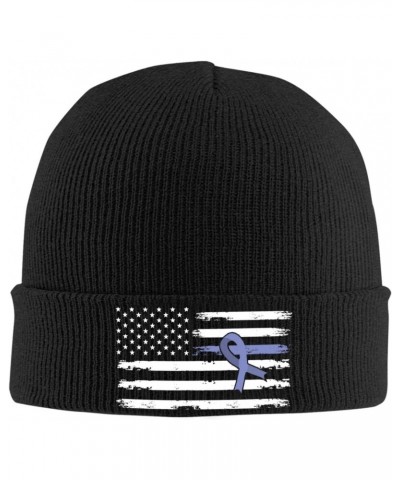 Fuck Gastric Cancer Awareness American Flag Crafted Comfort Premium Yarn Beanies for All Seasons Black $12.84 Skullies & Beanies