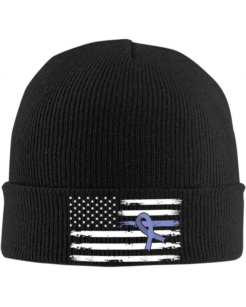 Fuck Gastric Cancer Awareness American Flag Crafted Comfort Premium Yarn Beanies for All Seasons Black $12.84 Skullies & Beanies