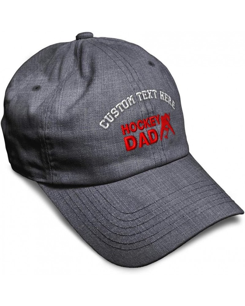 Custom Soft Baseball Cap Hockey Dad Embroidery Sister Sibling Twill Cotton Sis Dad Hats for Men & Women Dark Denim Personaliz...