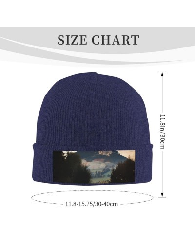 Knit Slouchy Beanie Hats for Men Women Hill Warm Cozy Knitted Cuffed Cap Winter Thick Ski Cap Navy Blue $14.37 Skullies & Bea...