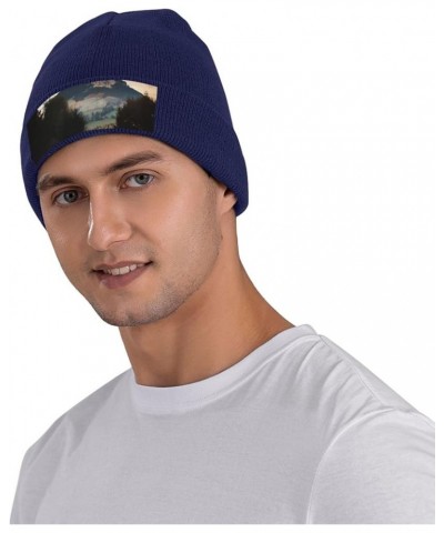 Knit Slouchy Beanie Hats for Men Women Hill Warm Cozy Knitted Cuffed Cap Winter Thick Ski Cap Navy Blue $14.37 Skullies & Bea...