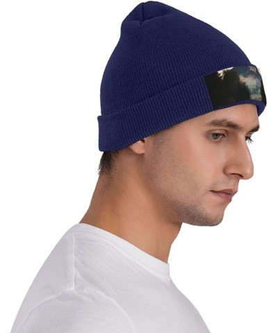 Knit Slouchy Beanie Hats for Men Women Hill Warm Cozy Knitted Cuffed Cap Winter Thick Ski Cap Navy Blue $14.37 Skullies & Bea...