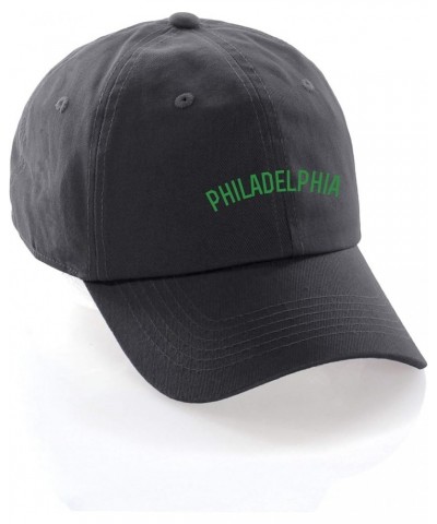 USA Cities Baseball Dad Hat Cap Cotton Unstructure Low Profile Strapback Philadelphia Charcoal Green $12.21 Baseball Caps