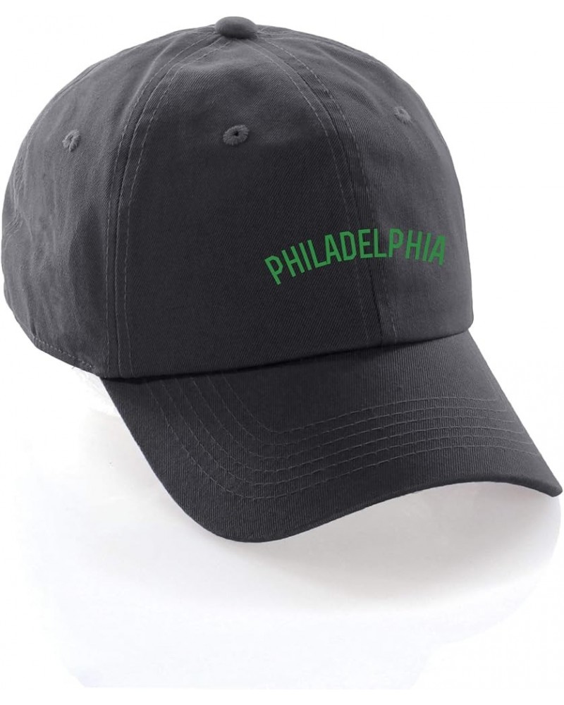 USA Cities Baseball Dad Hat Cap Cotton Unstructure Low Profile Strapback Philadelphia Charcoal Green $12.21 Baseball Caps