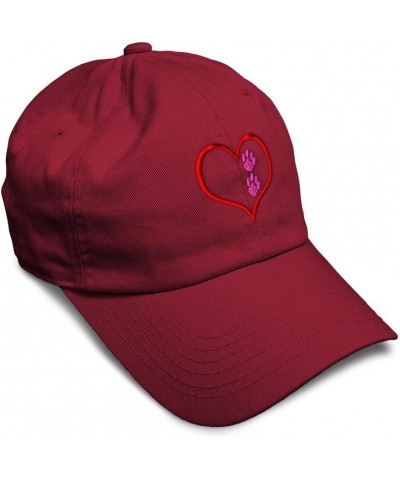 Soft Baseball Cap Dog Love Paws Cotton Dad Hats for Men & Women Burgundy $12.60 Baseball Caps