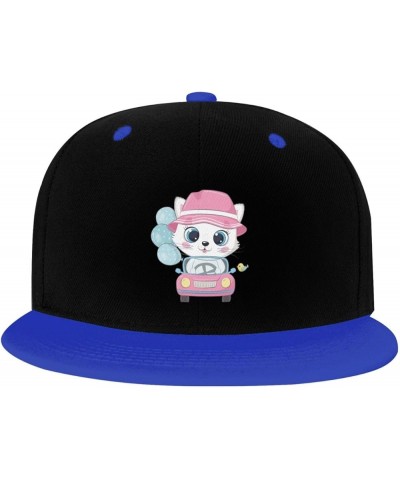 Cute Cat Driving a Car Snapback Hat for Men Women Baseball Cap Trucker Flat Bill Hats Dad Caps Blue $13.82 Baseball Caps