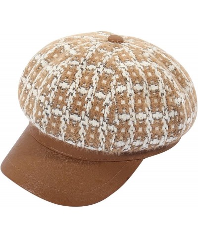 French Style Visor Berets Tartan Check Plaid Hats for Women Vintage Pattern Berets Beanie Hat Painter Cap Beige $12.63 Berets