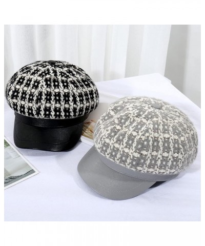 French Style Visor Berets Tartan Check Plaid Hats for Women Vintage Pattern Berets Beanie Hat Painter Cap Beige $12.63 Berets