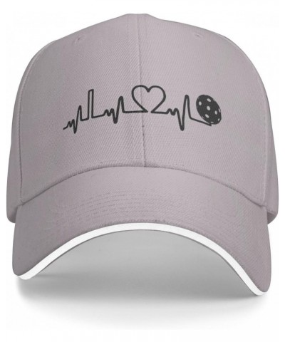 Pickleball Heartbeat Gifts Gray Baseball Dad Hat Women Men Washed Low Profile Cotton Running Golf Cap Hat $9.49 Baseball Caps