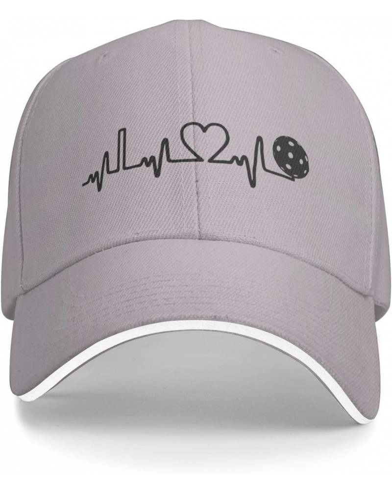 Pickleball Heartbeat Gifts Gray Baseball Dad Hat Women Men Washed Low Profile Cotton Running Golf Cap Hat $9.49 Baseball Caps