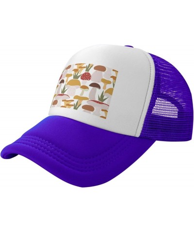 Mushrooms and Grass Baseball Hats for Men - Mens Trucker Hats - Trucker Hats for Men Purple $11.32 Baseball Caps