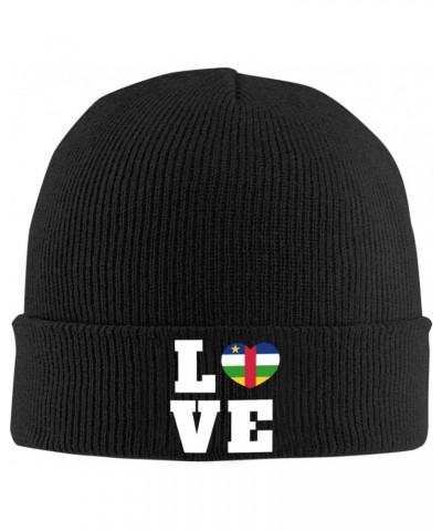 Love Central African Republic Flag Heart Knit Winter Cap Cozy Winter Essential Ultimate Warmth Men Women Black $13.19 Skullie...