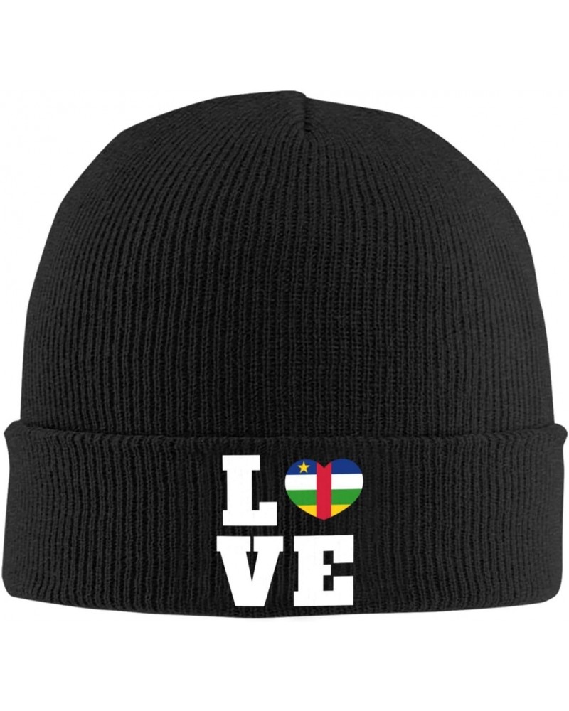 Love Central African Republic Flag Heart Knit Winter Cap Cozy Winter Essential Ultimate Warmth Men Women Black $13.19 Skullie...