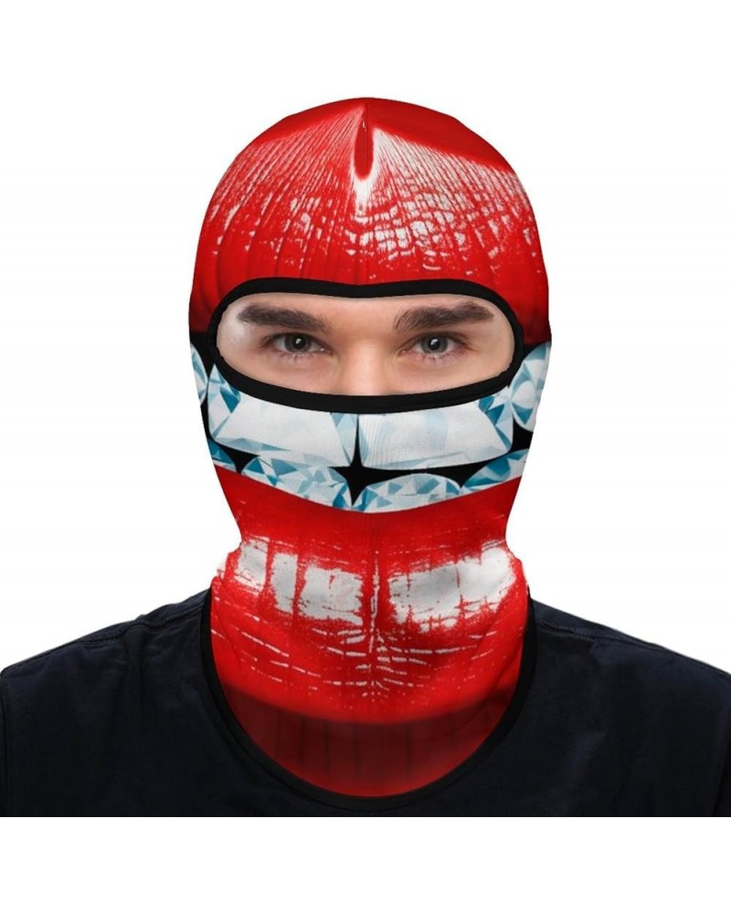 Face Mask Ski Mask Summer Cooling Head Mask Guitars Art Sun Protection Neck Gaiter Windproof Face Cover for Outdoor Red Lips ...