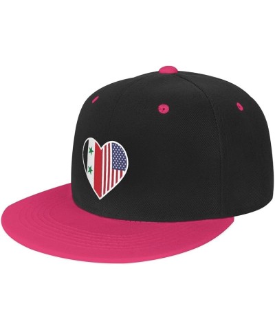 I Love America and Syria Baseball Cap for Men Women Snapback Hat Adjustable Flat Bill Hats Pink $11.87 Baseball Caps