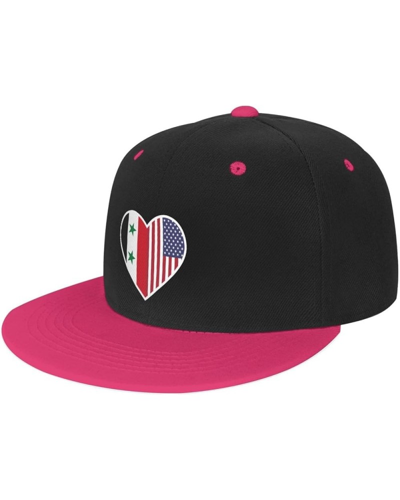 I Love America and Syria Baseball Cap for Men Women Snapback Hat Adjustable Flat Bill Hats Pink $11.87 Baseball Caps