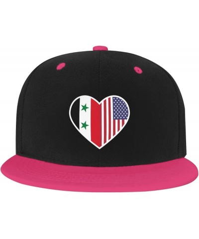 I Love America and Syria Baseball Cap for Men Women Snapback Hat Adjustable Flat Bill Hats Pink $11.87 Baseball Caps