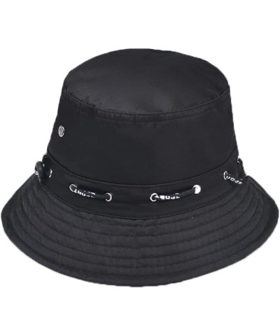 Bucket Hats for Men Spring Summer Drawstring Fisherman Hats Women Outdoor Travel Folding Sun Protection Basin Hat Black $10.9...