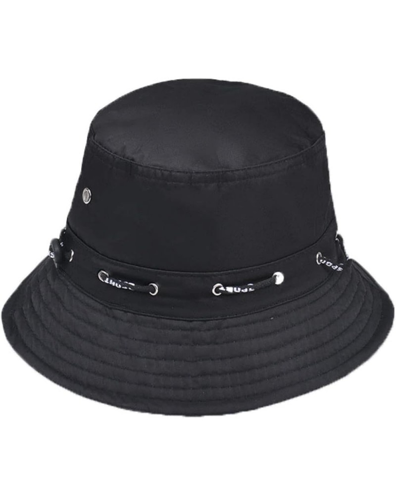 Bucket Hats for Men Spring Summer Drawstring Fisherman Hats Women Outdoor Travel Folding Sun Protection Basin Hat Black $10.9...