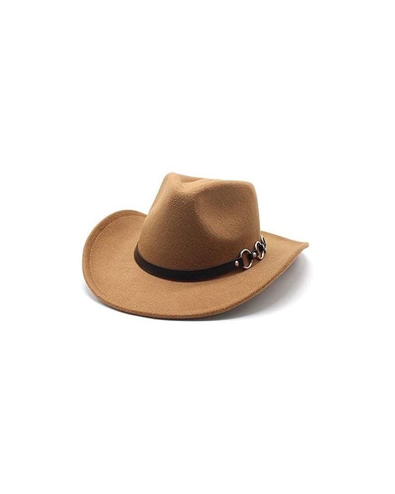 Autumn Winter Cowgirl Bowler Cap New Vintage Wool Felt Western Cowboy Hat Men Women Jazz Toca Cap Luopan Caps & Hats Light Br...