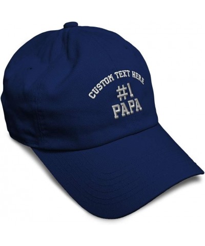 Custom Soft Baseball Cap Number 1 Papa Embroidery Dad Daddy Twill Cotton Dad Dad Hats for Men & Women Navy Personalized Text ...