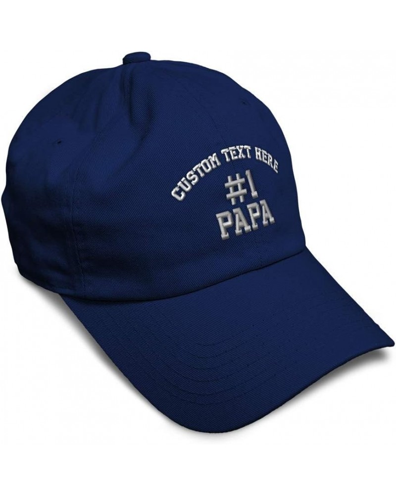 Custom Soft Baseball Cap Number 1 Papa Embroidery Dad Daddy Twill Cotton Dad Dad Hats for Men & Women Navy Personalized Text ...