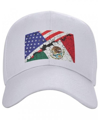 Mexico American Flag Half Mexican and Half USA Flag Curved Brim Baseball Cap Golf Hat White $9.86 Baseball Caps