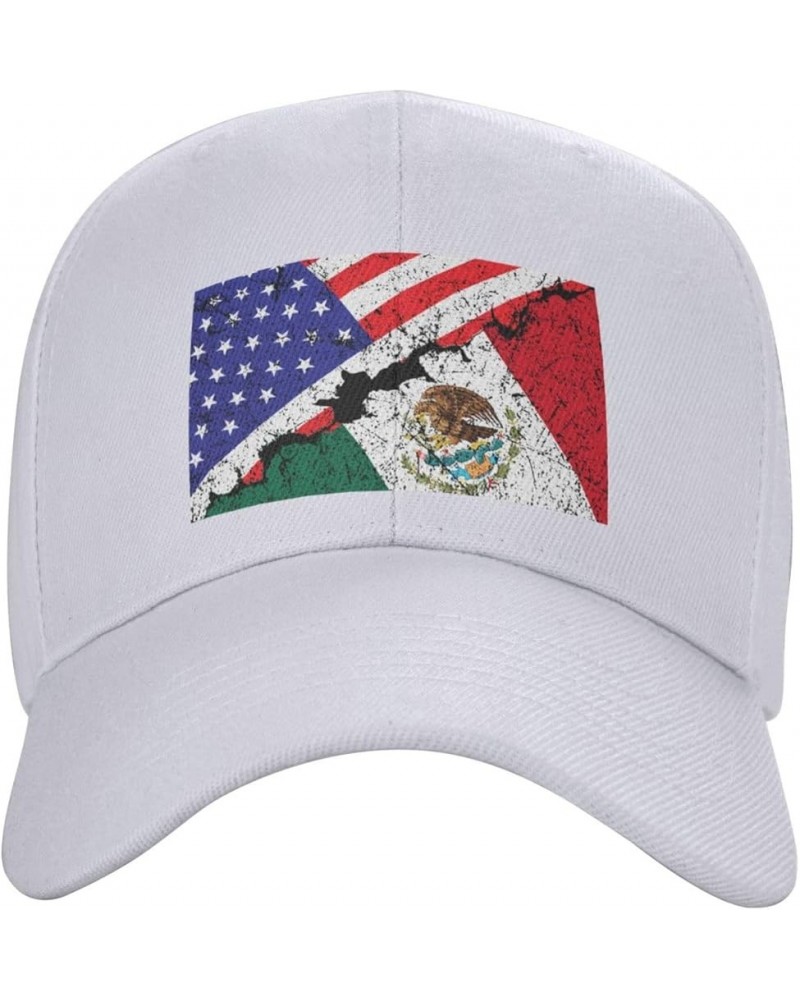 Mexico American Flag Half Mexican and Half USA Flag Curved Brim Baseball Cap Golf Hat White $9.86 Baseball Caps