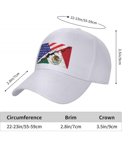 Mexico American Flag Half Mexican and Half USA Flag Curved Brim Baseball Cap Golf Hat White $9.86 Baseball Caps