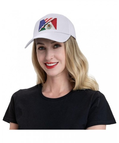 Mexico American Flag Half Mexican and Half USA Flag Curved Brim Baseball Cap Golf Hat White $9.86 Baseball Caps