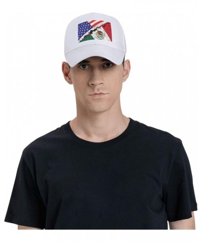 Mexico American Flag Half Mexican and Half USA Flag Curved Brim Baseball Cap Golf Hat White $9.86 Baseball Caps