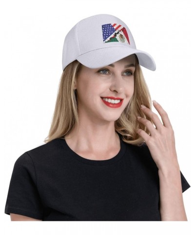 Mexico American Flag Half Mexican and Half USA Flag Curved Brim Baseball Cap Golf Hat White $9.86 Baseball Caps