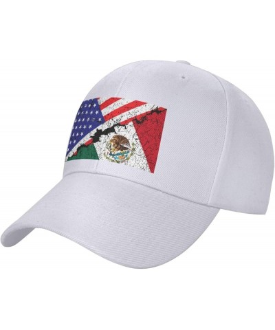 Mexico American Flag Half Mexican and Half USA Flag Curved Brim Baseball Cap Golf Hat White $9.86 Baseball Caps