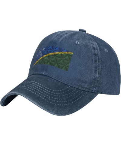 Flag of The Solomon Islands with Polygon Effect Retro Baseball Cap for Women Men Baseball Hat Golf Dad Hats Navy Blue $12.52 ...