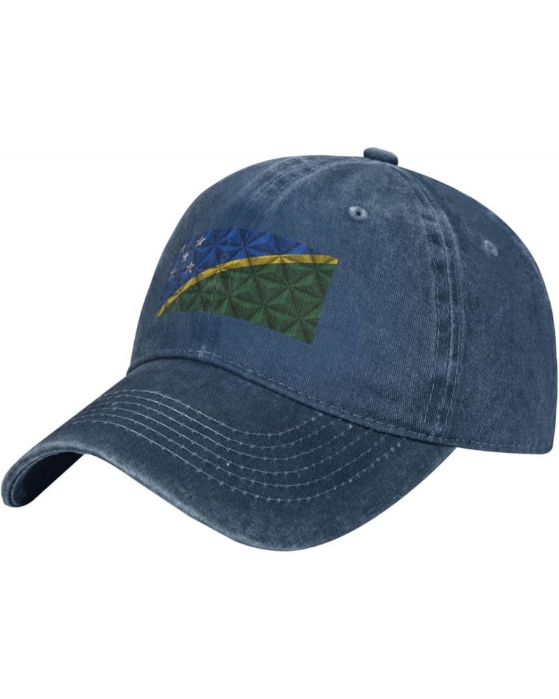 Flag of The Solomon Islands with Polygon Effect Retro Baseball Cap for Women Men Baseball Hat Golf Dad Hats Navy Blue $12.52 ...