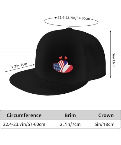 Snapback Hats for Men Women Adjustable Flat Brim Baseball Cap Flat Bill Hip Hop Hat Trucker Hat Hearts Usa American and Franc...