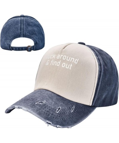 Fuck Around & Find Out Baseball Cap Adjustable Vintage Dad Hat for Men Women,Dark Red Navy Blue $10.84 Baseball Caps