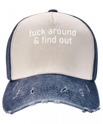 Fuck Around & Find Out Baseball Cap Adjustable Vintage Dad Hat for Men Women,Dark Red Navy Blue $10.84 Baseball Caps