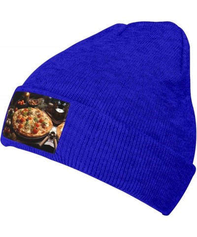 Black Knit Hat Cap Tantalizing Tomato Pizza Pattern Soft Good Elasticity Suitable for Outdoor Sports Blue $12.39 Skullies & B...